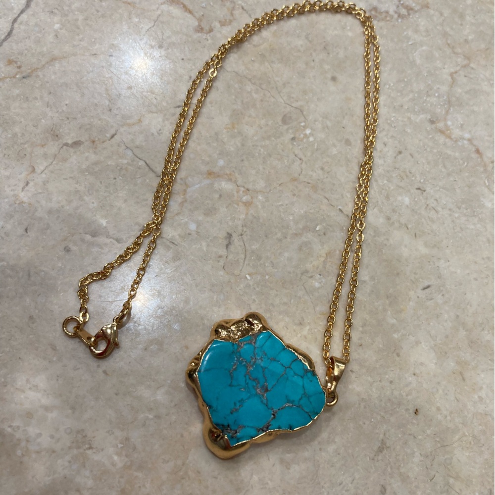 24K Gold Plated Turquoise Stone Necklace